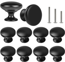 10 Matt Black Round Mushroom Knobs