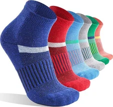 Anlisim 6 Pairs Merino Wool Ankle Running Large, Colorful (Quarter Socks) 