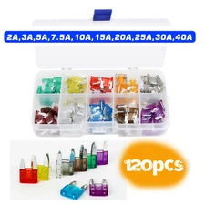 120pcs Mini Blade Fuse Assortment Auto Car Motorcycle SUV FUSES Kit APM ATM