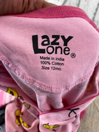 Lazy One Pajamas Moose Duck Lazy One Full Zip Pink 12 Mo. Baby Gift New - Picture 5 of 5