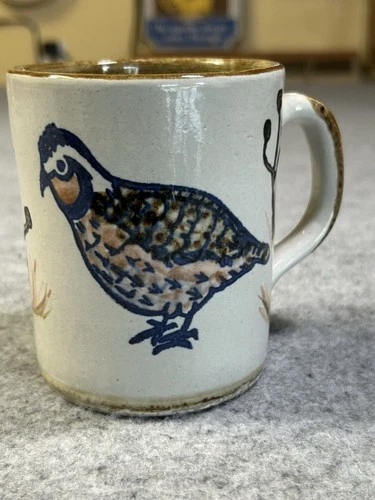 Vtg Louisville Stoneware Pottery Mug Quail Bird 12oz Made in Kentucky 4” Tall