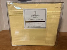 NEW Clara Clark Premier 1800 Collection Bed Sheet Set Queen Size, Yellow - 4pcs