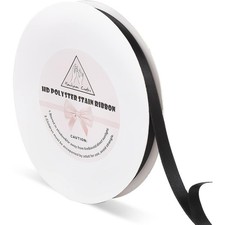 3/8 Inch Black Double Faced Satin Ribbon 50 Yards Polyester for Gift Wrapping