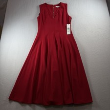 Calvin Klein Women's Dress Size 8 Sleeveless V Neck Color Red New