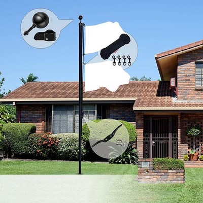 Schwarz plattiert Runde Fahnenmast Kappe und Hardware Kit für Fahnenmast Ersatz