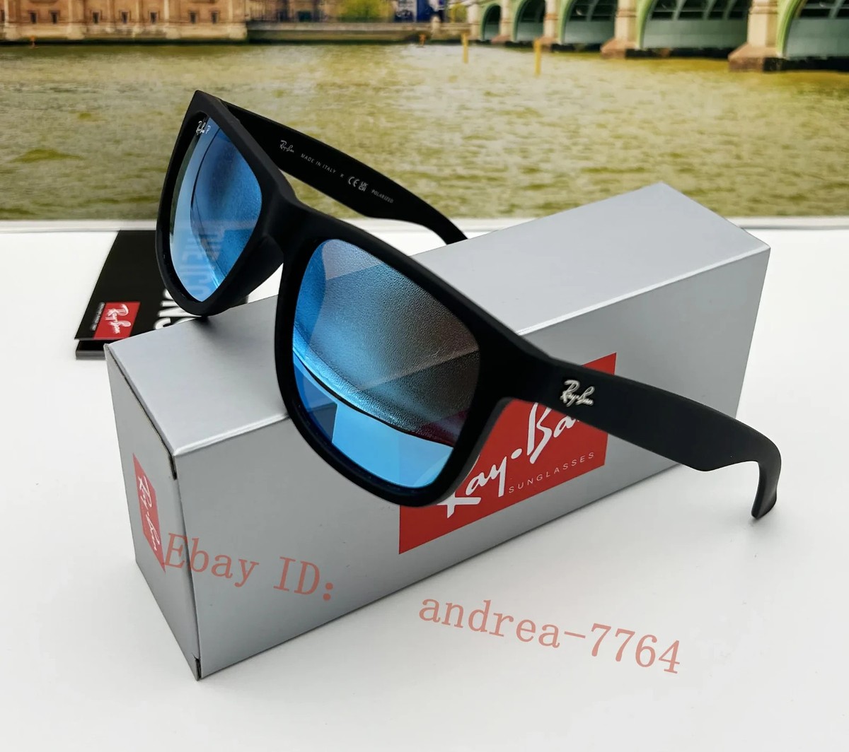 Ray-Ban RB4165 Justin Sunglasses Polarized Blue Lens Matte Black
