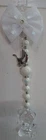 *new*white inisex pram charm with Clear  Beads With white Bow With silver pram