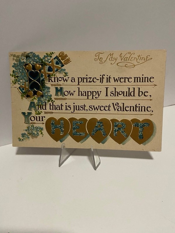 Antique ART NOUVEAU TO MY VALENTINE Postcard Quiver Arrow Hearts Flowers GERMANY