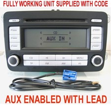 VW RCD 300 AUX IN STEREO RADIO CD GOLF MK5 PASSAT JETTA CADDY TOURAN WITH CODE