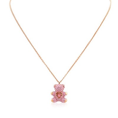 Swarovski Rose Gold-Tone Plated Pink Teddy Pendant Necklace
