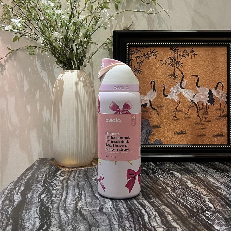 Taza de agua de acero inoxidable aislada al vacío Owala 32 oz con tapa de pajita a prueba de fugas. Foto 4 de 4