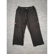 Dickies Cargo Scrub Pants Black Large Elastic Waist Cut Hem 81003 BLKZ
