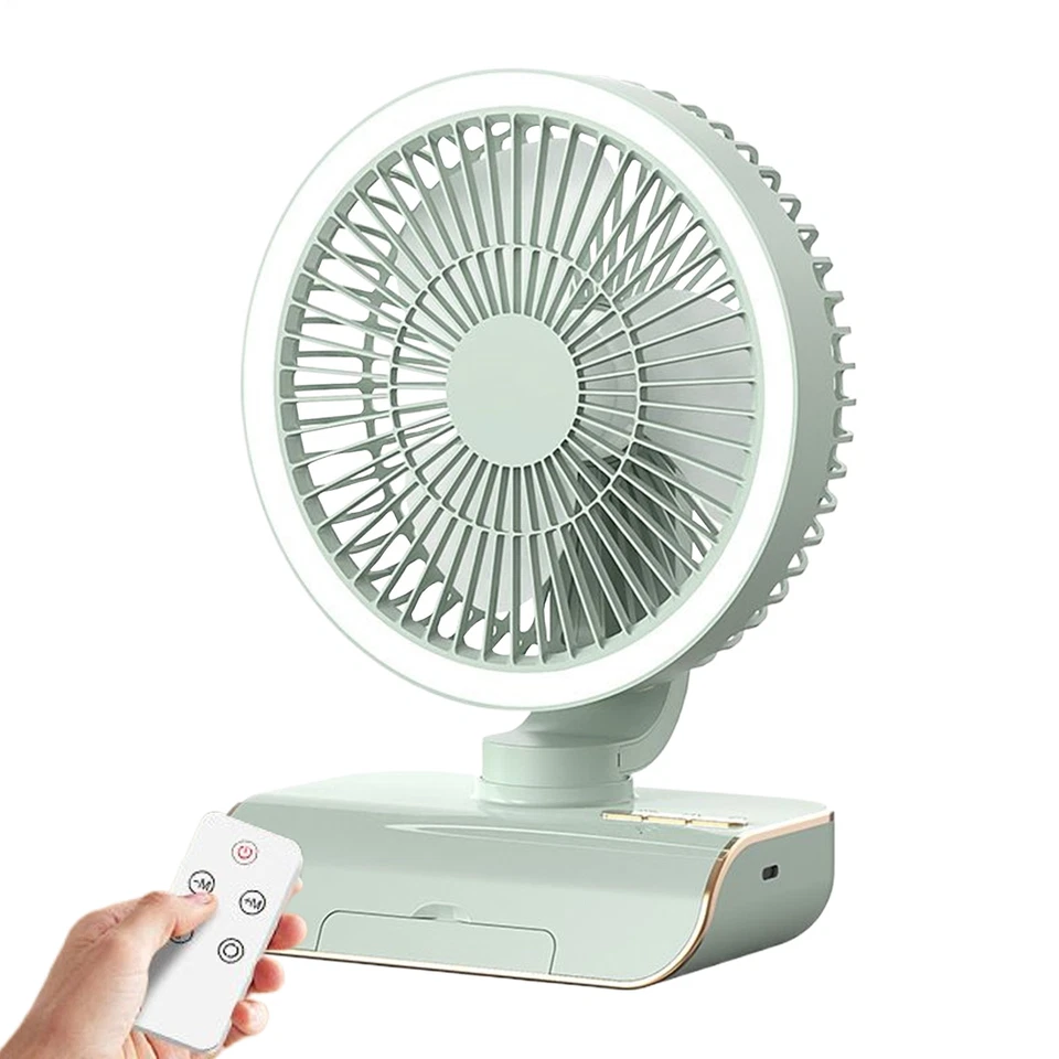 Ventilador de Mesa Oscilante 5 Velocidades Ventilador Personal Oscilante Control Remoto 2000mAh Foto 2 de 4