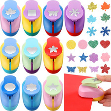 10 Pcs Craft Hole Punch Shapes 1 Inch Paper Punch Hole Mix Shapes Cutters for Pa