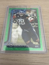 2025 Topps Chrome Football Green Refractor Jeffery Simmons /99 Tennessee Titans