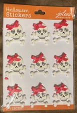 Jolee's Halloween White Skull With Bows 9 Piece Scrapbooking Stickers - NIP