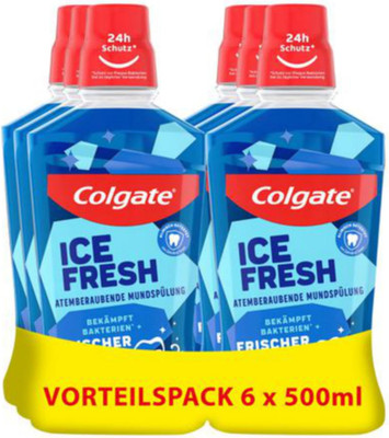 Colgate Mundspülung Ice Fresh 24h Schutz gegen Plaque antibakteriell 6x 500ml