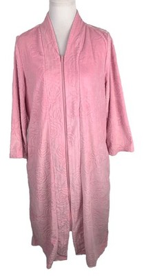 Adonna Velour Zip Front Pink Rose Dream Robe Size PM Pockets NWT $59