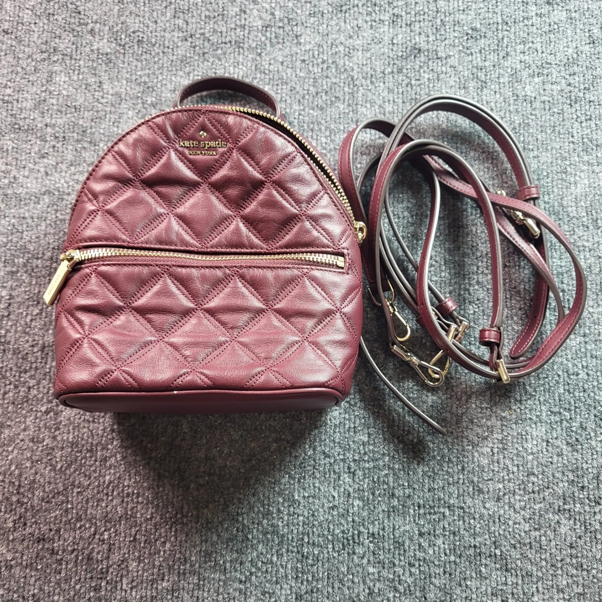 Kate Spade New York Pebbled Leather Drawstring Backpack Lavender Pink Gold Tone Kate Spade New York Leather Floral Backpack - Pink Backpacks  main image 2