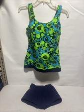 Vintage UNIION 70s Neon Retro Boy Shorts Bikini Swimsuit Bathing Suit 2 Piece