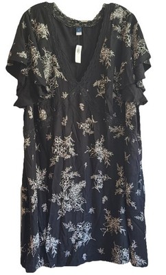 Old Navy Fit & Flare Crepe Lace-Trim Mini Dress Sz 4X Black/White Floral  NWT | eBay