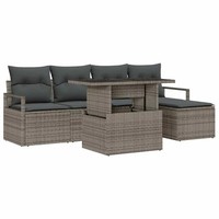 Garten Sofa Set Mit Kissen 6-Teilig Grau Lounge Sitzgruppe GartenmöBel