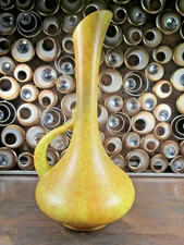 Vintage MCM Royal Haeger Pottery Marbled Yellow 12” Ewer Vase Pitcher Goldenrod
