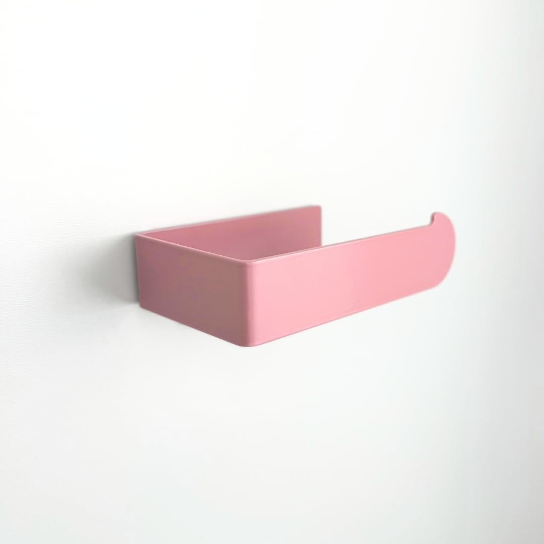 Porte-papier toilette rose sans perçage avec fixation adhésive
