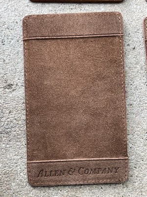 Allen & Company Sun Valley Brown Suede Notepad Holder Wallet Placecard ID Holder