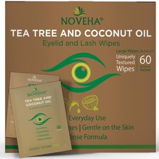 60PC Tea Tree Coconut Oil Eyelid Lash Wipes for Demodex Blepharitis Itchy Eyes