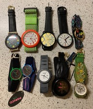 Lotto 10 orologi al quarzo da donna NOS moda anni 80 (Hip Hop, Fiorucci, Kronos)