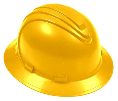 Yellow Hard Hat - Full Brim 6 Point Ratchet Suspension - 92-1416R/Y - 1 Hard Hat
