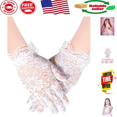 Soft & Stylish White Lace Gloves for Girls - Small Size for Pageants & Cosplay