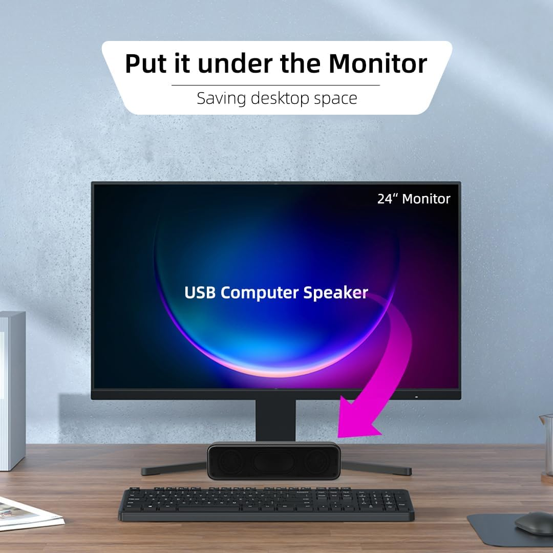 [Upgraded] Computer Speakers for Desktop PC, USB Plug-N-Play, External ...