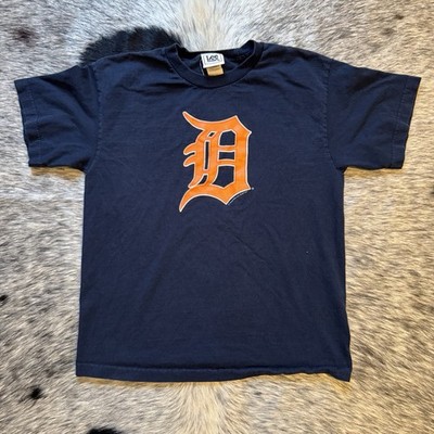 Vintage 2007 Detroit Tigers Old English D Logo Shirt Navy Blue MLB Lee Fits Med