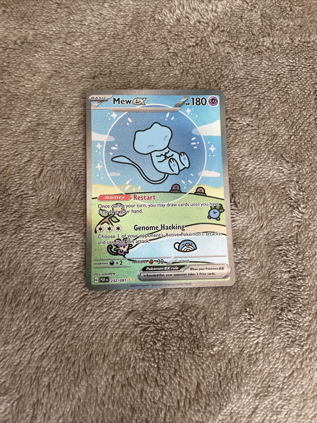 Pokemon TCG Mew EX 232/091 SV Paldean Fates Ultra Rare Holo Full Art Bubble Mew