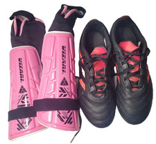 Adidas Soccer Cleats pink  Black Size 5 1/2 small shin guards for children