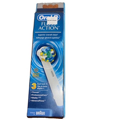 Oral B Floss Action Replacement Brush Head Superior Overall Clean 3 count