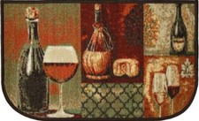 PRINTED EGYPTIAN NYLON RUG nonskid  18"x 30" WINE  CHEESE, D Shaped, KH