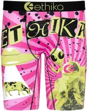 Ethika the Staple Pink Alien Cow Astronaut Screen Print Splash Boxer Men's NEW *