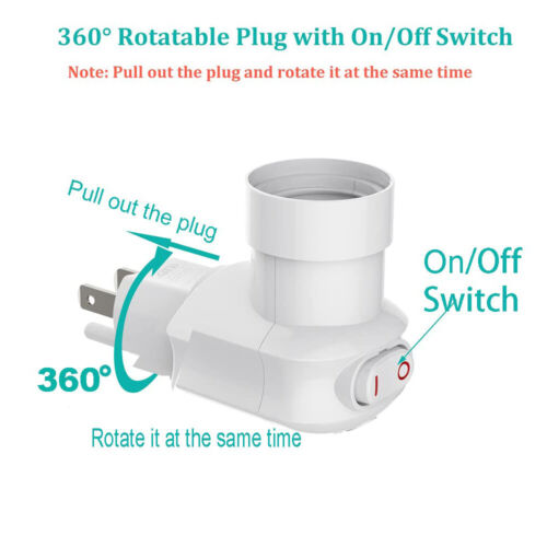 Plug in Light Socket Outlet to E27 Light Bulb 3-Prong Outlet Socket Adapter 360 - Picture 10 of 16