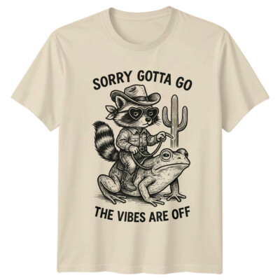Sorry Gotta Go Waschbär reiten Frosch Tiere Herren T-Shirt Damen Grafik Tee