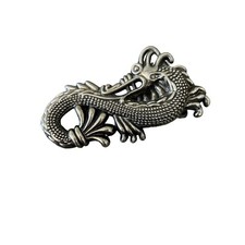 Vintage Dragon Silver Tone Metal Belt Buckle