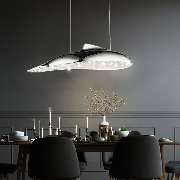 HäNgelampe Pendelleuchte Esszimmerleuchte Kristalle Chrom Led 1 Flammig H 120 Cm-image