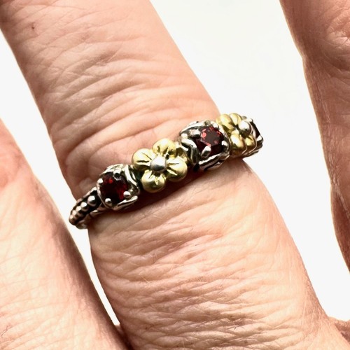 Barbara Bixby Womens Ring Band Garnet Sterling Silver 18K Gold Size 9 - Picture 3 of 3