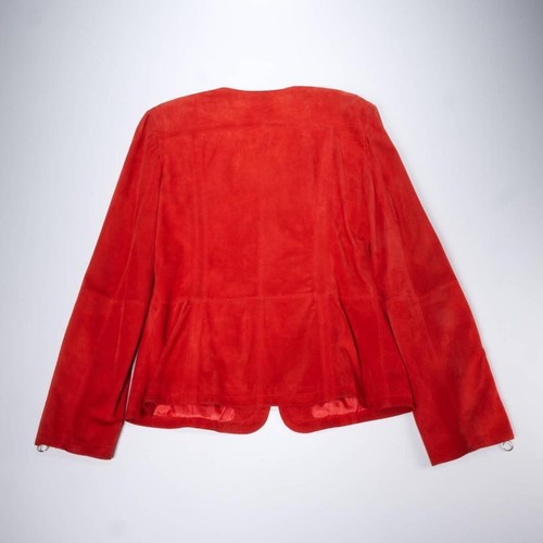 Loewe Women's EU Size 40, US 4/6 Red Suede Cropped Zip Jacket READ - Picture 2 of 6