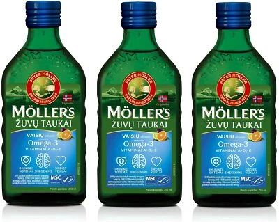 STARPHARMA 3x Möllers Omega 3 Tutti Frutti Vitamin D Lebertran hochrein natürlich EPA DHA