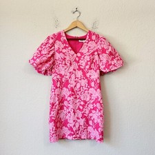 ENDLESS ROSE Mini Dress Womens M Pink Floral Lined Puff Sleeve Babydoll Boho NWT