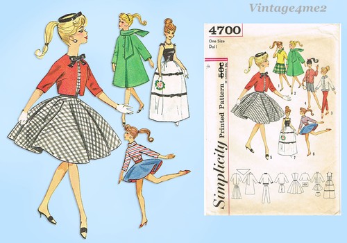 1960s Vintage Simplicity Sewing Pattern 4700 Classic Barbie Doll Clothes Set - Picture 4 of 5