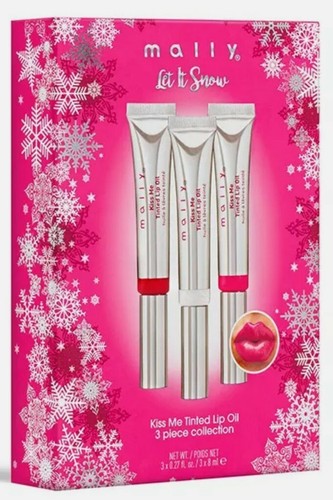 New Mally - Let It Snow - Kiss Me Tinted Lip Oil 3 Piece Collection Gift Set - Afbeelding 1 van 3